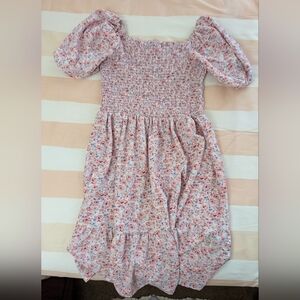 Women's Pink Floral Smocked Dress